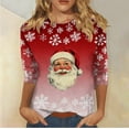 thumbnail image 2 of VKOYWKM Fall Tops for Women Christmas Shirts 3/4 Length Sleeve Womens Tops Christmas Santa Graphic T Shirts Casual Crew Neck Funny Family Party Tunic Top, 2 of 7