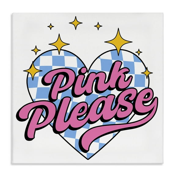 Stupell Industries Funky Pink Please Text & Numbers Painting Wrapped Canvas Art Print Wall Art, 17 x 17