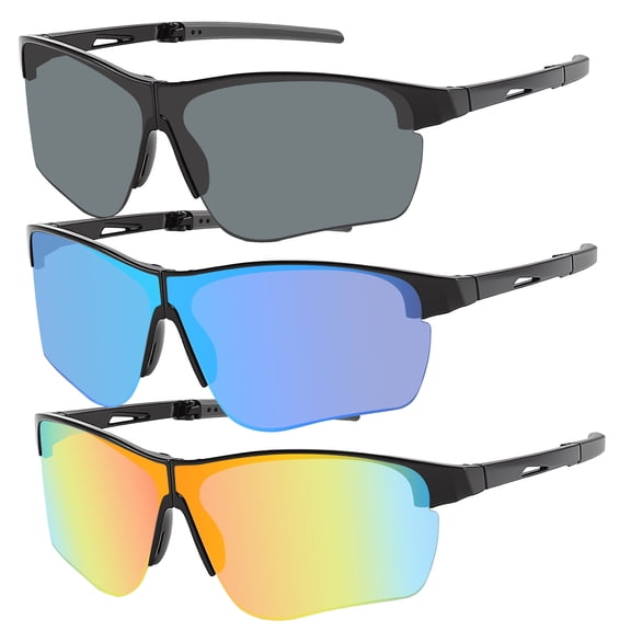 Sunglasses for Men Women Polarized,AILKIN 3Pack Foldable Cycling Sun Glasses with UV Protection Lightweight Square Polarized Sports Mens Sunglasses for Biking,Riding,Hiking,Driving