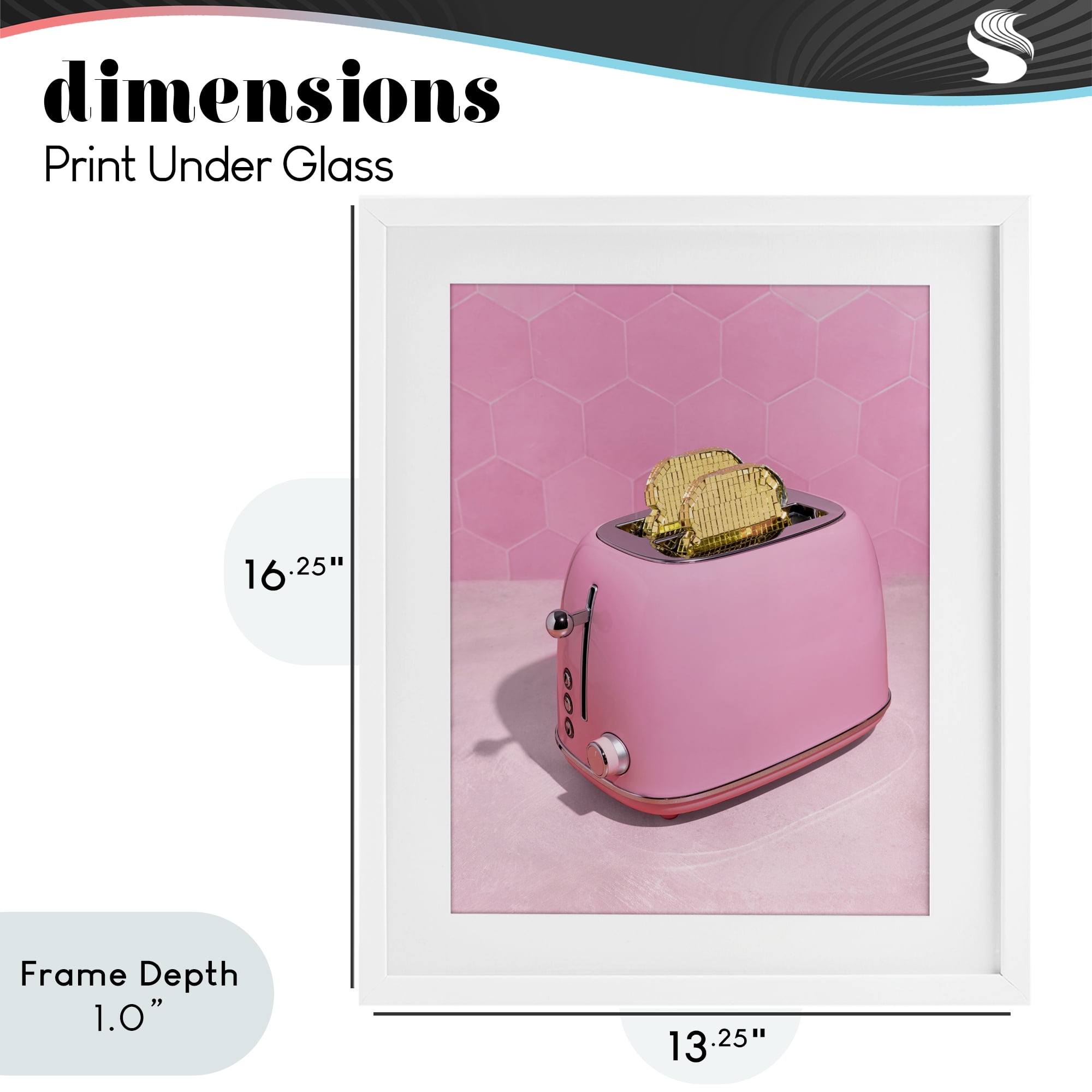 Stupell Industries Golden Toaster over Pink White Framed Print Under Glass, design by LISH Creative