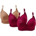 thumbnail image 1 of Bras for Women, 3PCS Womans Printing Gathered Together Large Size Daily Bra Underwear No Rims, 1 of 9