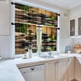 thumbnail image 2 of Spa Kitchen Curtains Rock Bamboo Wood Window Curtains Valance and Tier Set 36 Inch, Vintage Green Therapy Rod Pocket Short Tier Curtain, Summer Small Cafe Curtains for Kitchen Decor, 2 of 6
