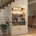 thumbnail image 5 of Home Coffee Bar Cabinet with Storage LED Buffet Cabinet 72" Farmhouse Kitchen Sideboard Tall Coffee Hutch Cabinet with Microwave Stand/Wine Rack/Glass Shelf Kitchen, Dining Room, Living Room, 5 of 9