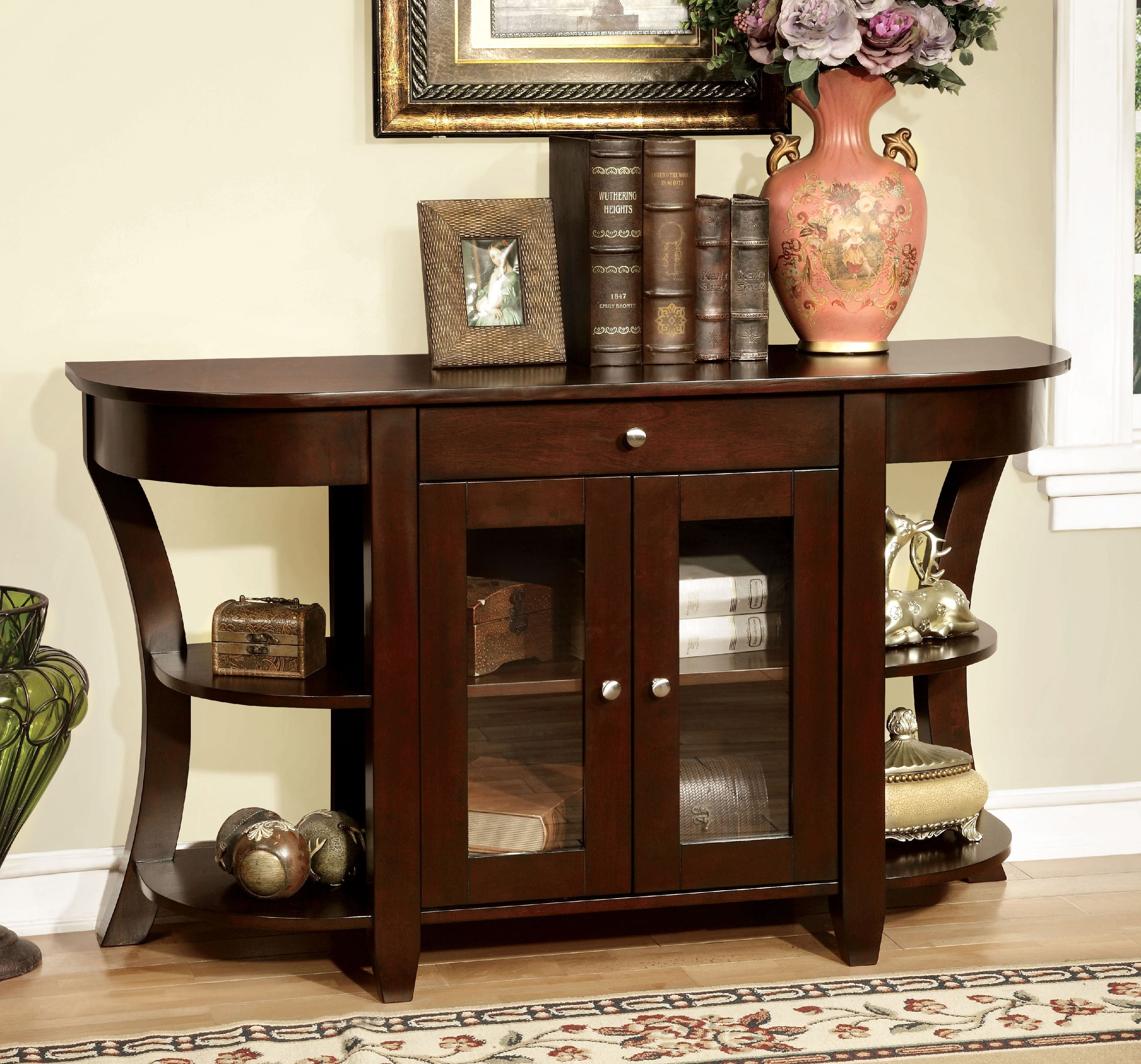Furniture of America Haley Transitional Console Table, Dark Cherry