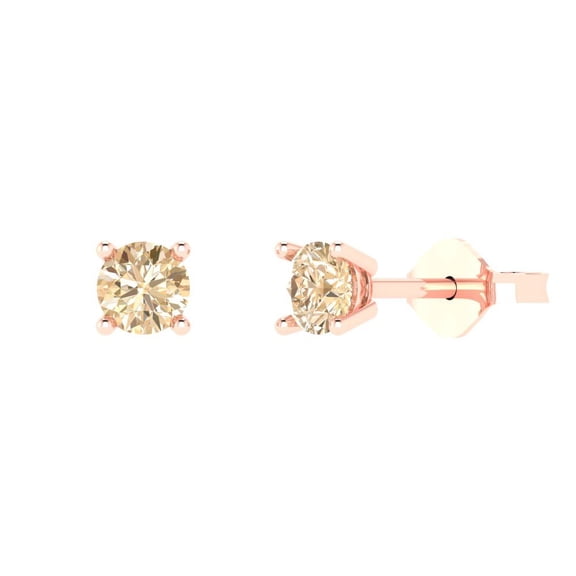 0.5 ct Push-Back Stud Earrings for Women | 4.0mm Round Cut Natural Morganite | 18K Rose Gold