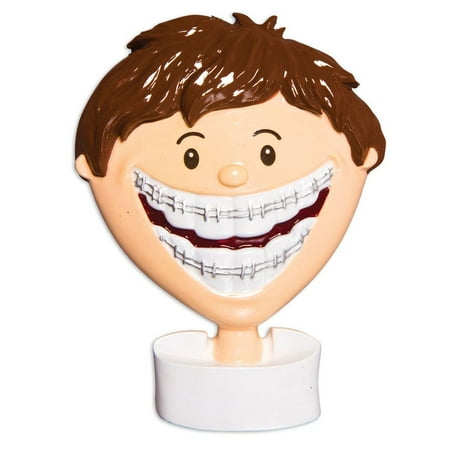 Childs Fifth Christmas Ornament - Child BRACE FACE Boy Personalized Christmas Ornament DO-IT-YOURSELF