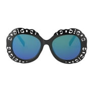 Hollow Carved Plastic Frame High Quality Vintage Ultraviolet-proof Sunglasses black frame Bluish green lens