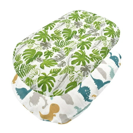 

LBECLEY Cute Bonnets Slipcover 2 Pack for Lounger Cover Baby Muslin Dinosaur Floral Cotton Super Soft Lounger Cover Baby Hygiene E One Size
