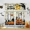 thumbnail image 2 of Halloween Kitchen Window Curtains,Ghost Pumpkins Style Cafe Curtains Over Sink,Vintage Witches Bathroom Bedroom Living Room Window Tier and Valance 3 Pieces Set, 2 of 6