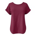 thumbnail image 2 of Jalioing Women's Summer Short Sleeve Shirts Crew Neck Eyelet Fashion Tunic Tops Dressy Casual Plain Work Blouses, 2 of 4