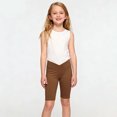 thumbnail image 3 of OGLCCG Girls V Cross Waist Athletic Shorts Kids Soft Bike Yoga Dance Running Gymnastics Shorts Gym Workout Short Leggings 4-14 Years, 3 of 8