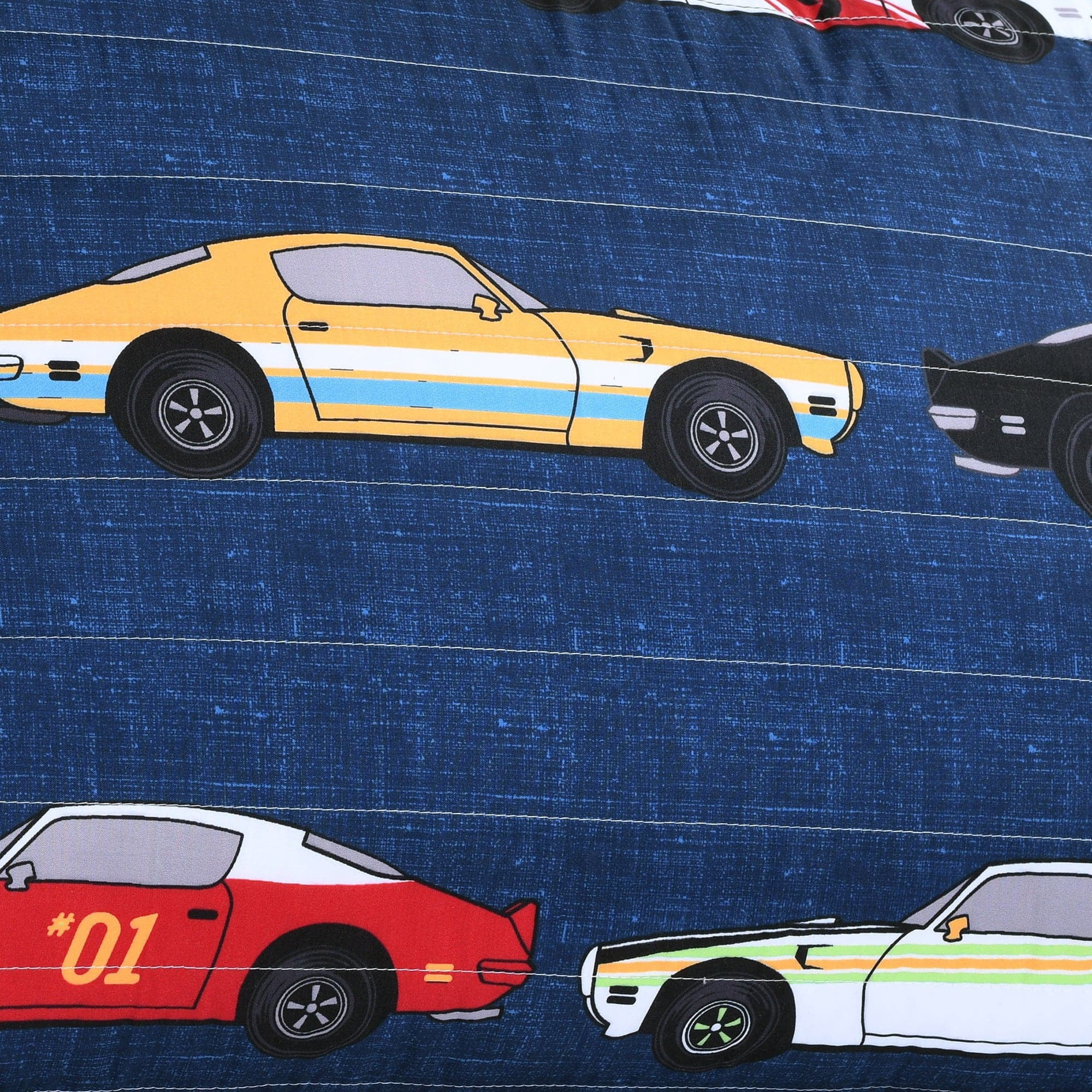 Lush Decor Race Cars Blue Printed Polyester Sherpa Throws, 60" x 50"