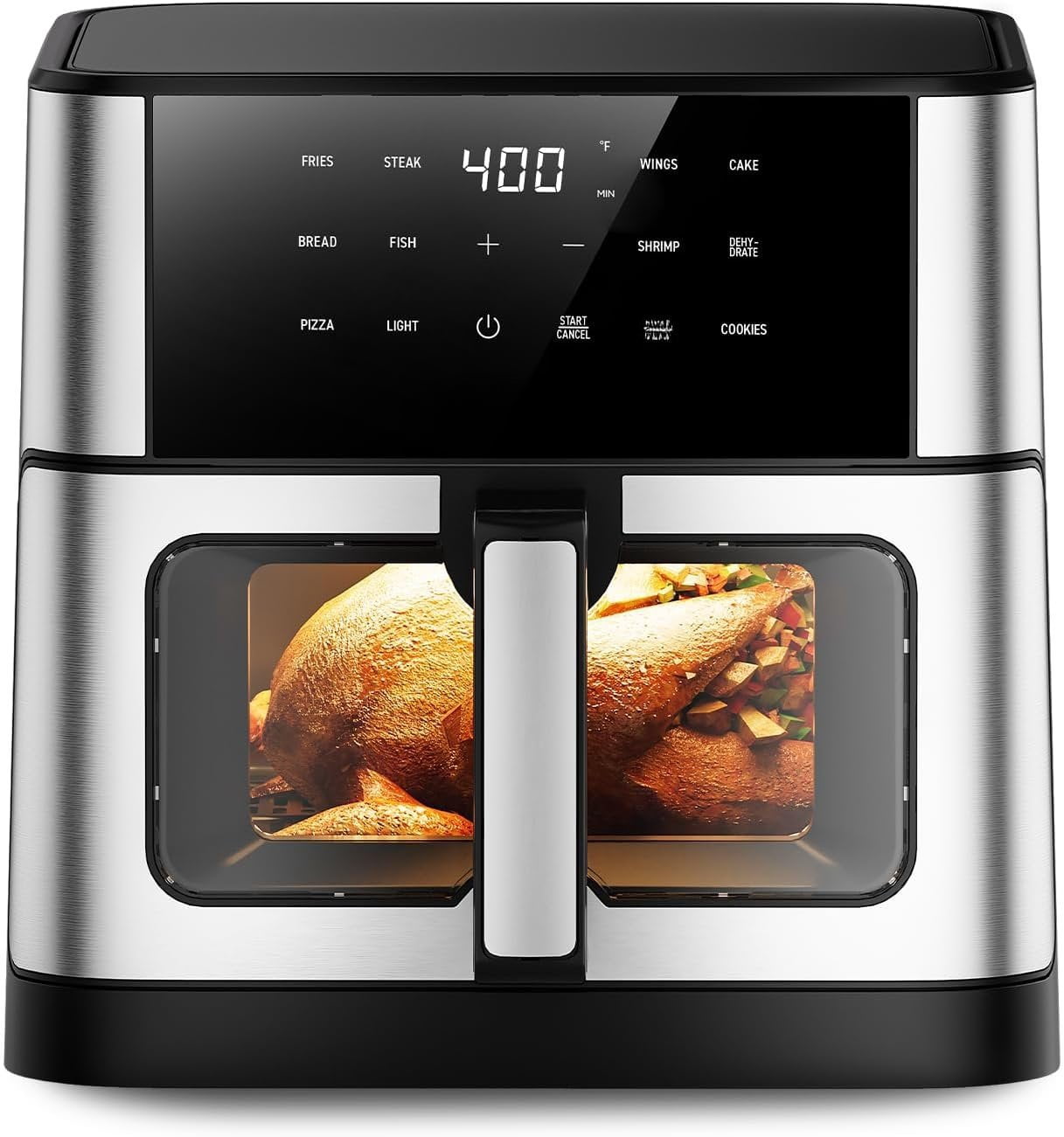 Air Fryer 10.2 QT Oilless 1700W Large Capacity Oven Air Fryers Cooker with 10 Preset, Large AirFryer for Families Visual Cooking Window, Non- Basket, Included Recipe