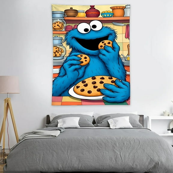 Cookie Monster Tapestry 40 x 60 Inches With Vivid Colors Realistic Details Easy To Hang And Alean Adding Artistic Charm