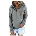 thumbnail image 2 of Dyfzdhu Hoodies for Women Long Sleeve Casual Half Zipper Sweatshirt Solid Pullover With Pocket Grey, 2 of 6
