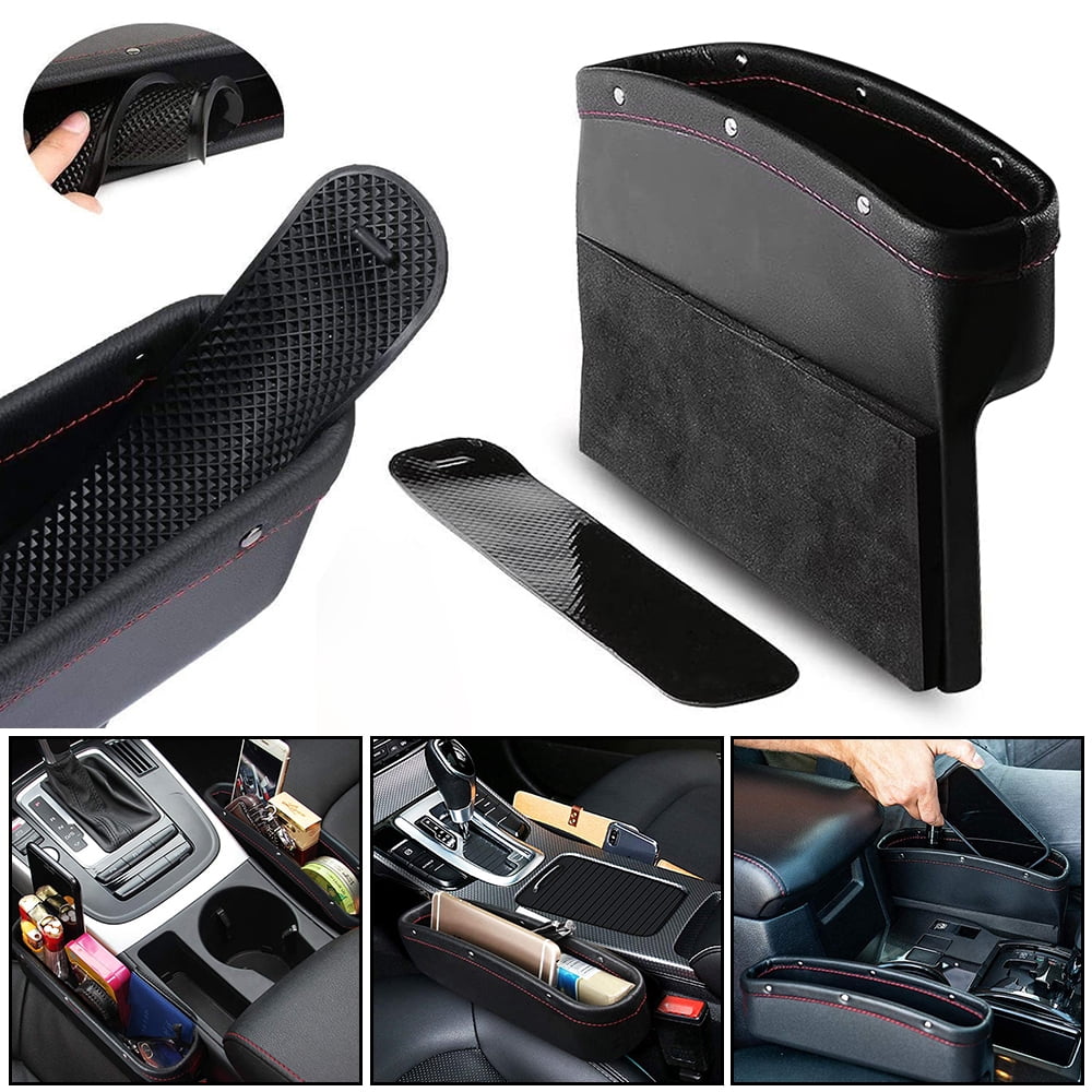 Car Seat Pockets Pu Leather Car Console Side Organizer Seat Gap Filler Catch Caddy