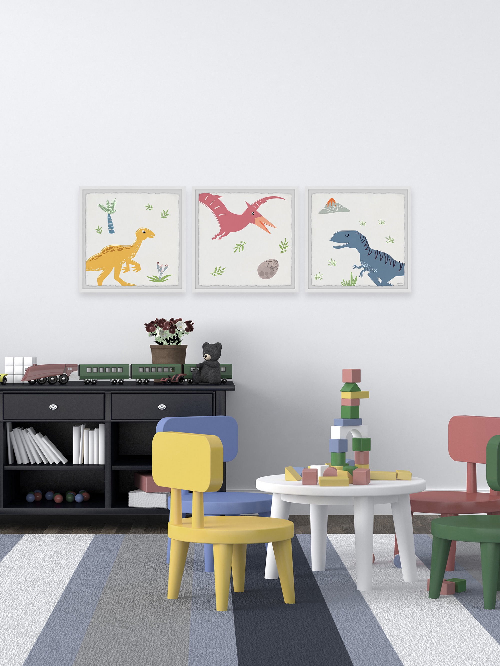 Marmont Hill Printed Dinosaurs Framed Art Prints, Set of 3