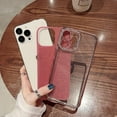 thumbnail image 4 of Clear Glitter Case for iPhone 12 Pro Max Case,Luxury Cute Flexible Sparkly Rhinestone Case with Bling Crystal Shockproof Camera Lens Protector Design for Women Girls-Pink, 4 of 14
