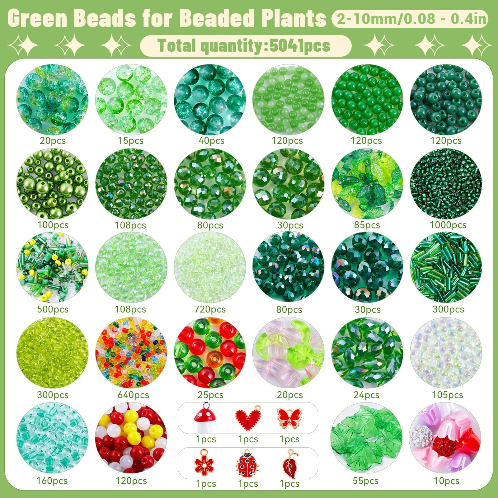5500 Pcs DIY Beaded Plant Kit, Forever Plant Beaded Leaf Flower Beads Plant Making Equipped with a Flower Pot,Green Glass Crystal Waterdrop