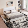 thumbnail image 3 of King Bed Frame and Upholstered Headboard, Platform Bed with Storage Drawers , Sturdy, Noiseless, No Box Spring Needed, Easy Assembly, Cream, 3 of 12