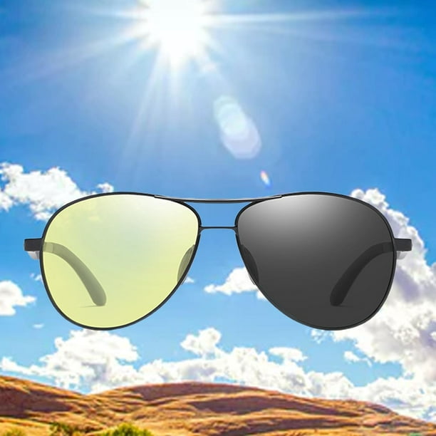 Dynwaveca Trendy Photochromic Sunglasses Metal Frame, Day And Night Driving Glasses Men Polarized Sunglasses For Outdoor Sport Summer , Yellow Lens Ot