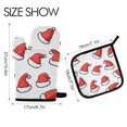 thumbnail image 2 of Yayeee Oven Mitts and Pot Holder Set of 2 Heat Resistant Kitchen Gloves Baking Hot Pad, Santa Hats Pattern, 2 of 5