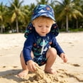 thumbnail image 3 of REDARER Boys Sea Life Print Rash Guard Set, One Piece Swimsuit with Matching Sun Hat for Beach,2-3 Years, 3 of 5