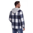 thumbnail image 2 of GIRUNS Men's Plaid Flannel Zip Up Hoodie Jacket Lightweight Casual Shirt Jacket Outerwear Coat Beige Blue 2XL, 2 of 6