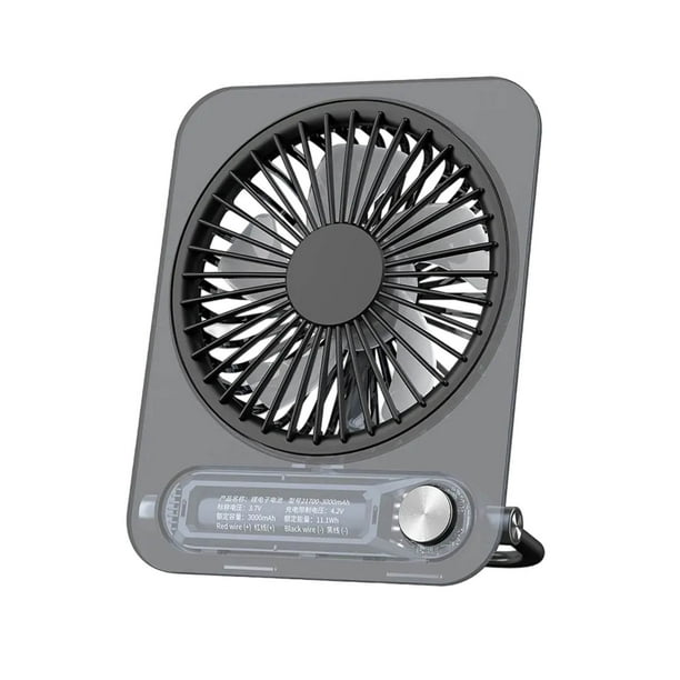 Wmhnj Ventilador de viaje porttil recargable con pantalla digital, 3000 mAh durante 15 horas, ventilador de escritorio USB ajustable de 3 velocidades, diseño delgado de tarjeta de 32 mm para