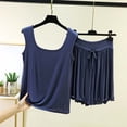 thumbnail image 1 of RKSTN Ensembles de Pyjama pour Femmes Coton Grande Taille Bordure à Volants Col Ras du Cou Sans Manches Pyjamas Camisole avec Shorts Tenue d'Intérieur Ensembles de Pyjama pour Femmes 2 Pcs, 1 of 5