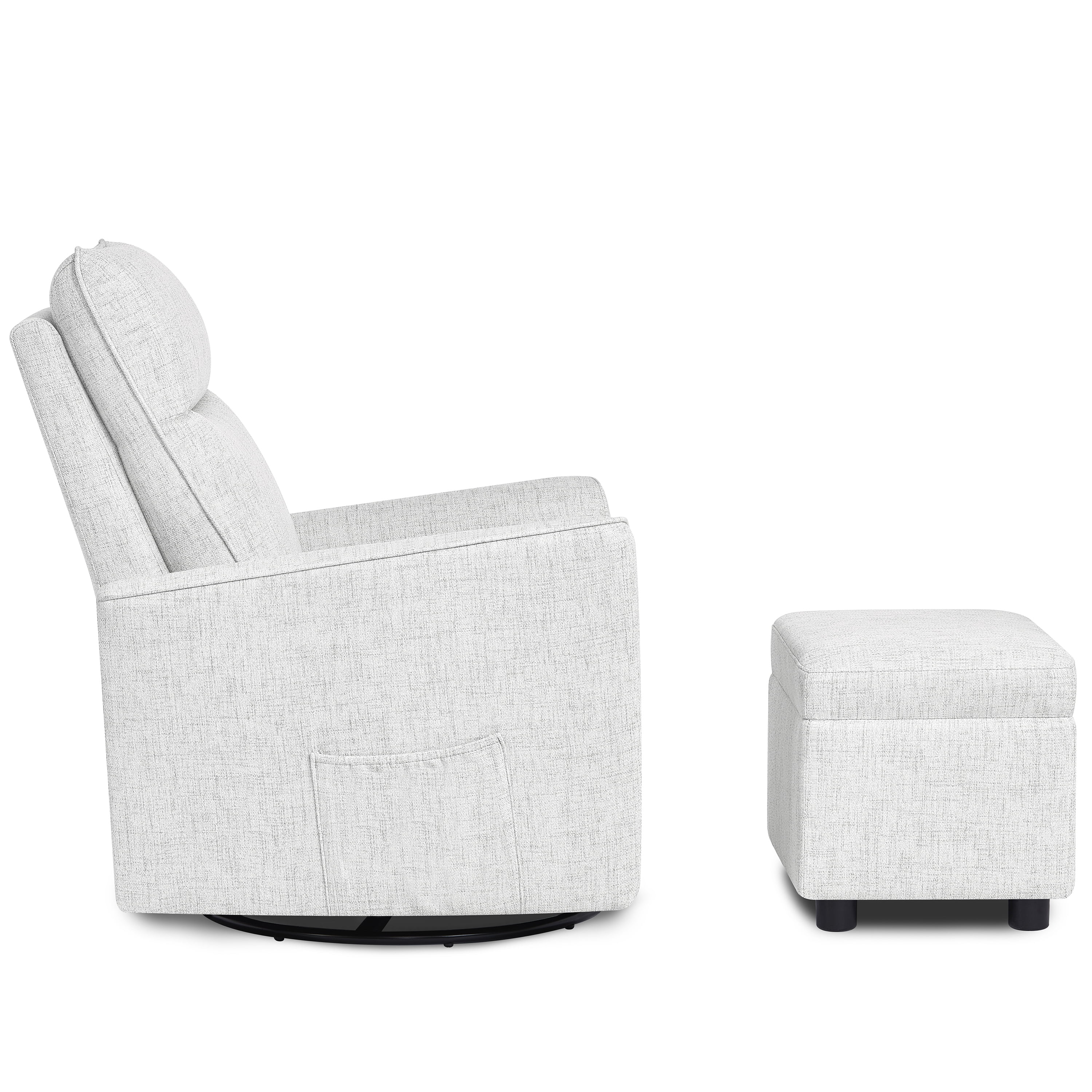 Evolur Aria Swivel Glider with Ottoman / Swivel Glider / Easy assembly Leisure Chair, Fog Grey