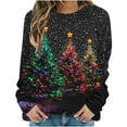 thumbnail image 2 of Ounisa Womens Crewneck Long Sleeve Sweatshirt Fall Winter Fashion Pullover Tops Casual Christmas Tree Lights Santa Claus Gifts Graphic Sweater Clothes Cute Trendy Work Outfits 2025, 2 of 6