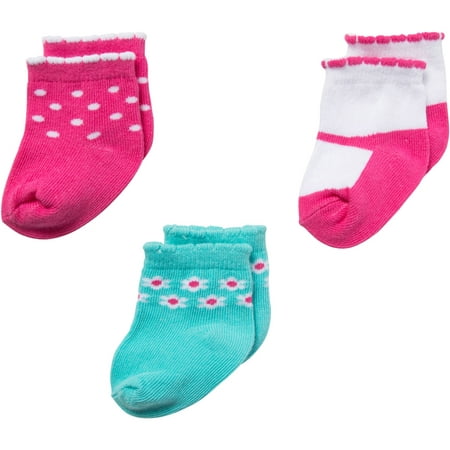Newborn Baby Girl Ankle Bootie Socks, 3-Pack - Walmart.com
