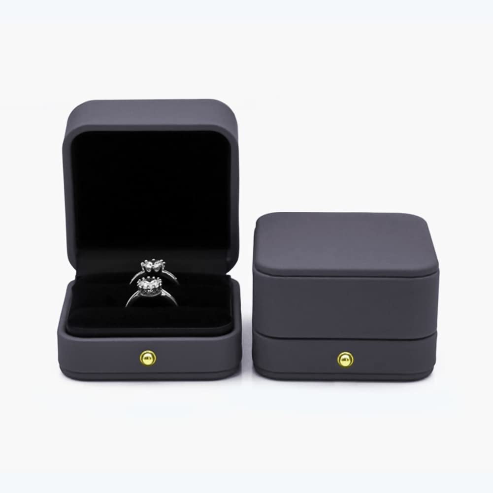 WANGJUJU Double Ring Box for Wedding Ceremony, Wedding Ring Box for Ceremony, Engagement Ring Boxes for Proposal, Vintage Ring Box for Wedding