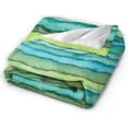 thumbnail image 4 of Watercolor Stripped Waves Blanket for Girls Women, Lightweight Soft Fleece Flannel Throw Blanket Blue and Green Sofa Couch Living Room 40x50 Inch, 4 of 6
