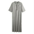thumbnail image 1 of Robe Décontractée Ample pour Hommes Arabe Dubai Manches Mi-Longues Chemise Boutonnée Style Rétro Confortable, 1 of 4