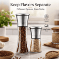 thumbnail image 2 of Salt and Pepper Grinder Set of 2, Adjustable Stainless Steel Glass Mills, 2 of 7
