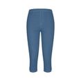 thumbnail image 4 of Capri for Women Stretchy High Waisted Pull On Faux Demin Capri Leggings Spring Summer Trendy Workout Gym Yoga Pants, L, 4 of 9