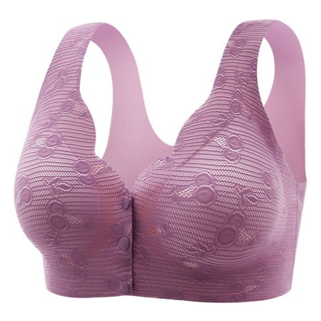 Virmaxy Women s Plus Size Stainless Steel Circle Backless Thin Gathering Underwear Daily Bra Color Comfortable Hollow Out Perspective Bra Underwear No Rims Purple XXL