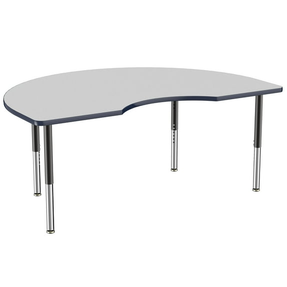 ECR4Kids 48in x 72in Kidney Everyday T-Mold Adjustable Activity Table Grey/Navy/Black - Super Leg
