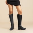 thumbnail image 6 of LOVE STEETLY Women's Knee High Low Heel Riding Boots, Side Zipper Round Toe Faux Leather Casual Comfort Versatile Boot, 6 of 6