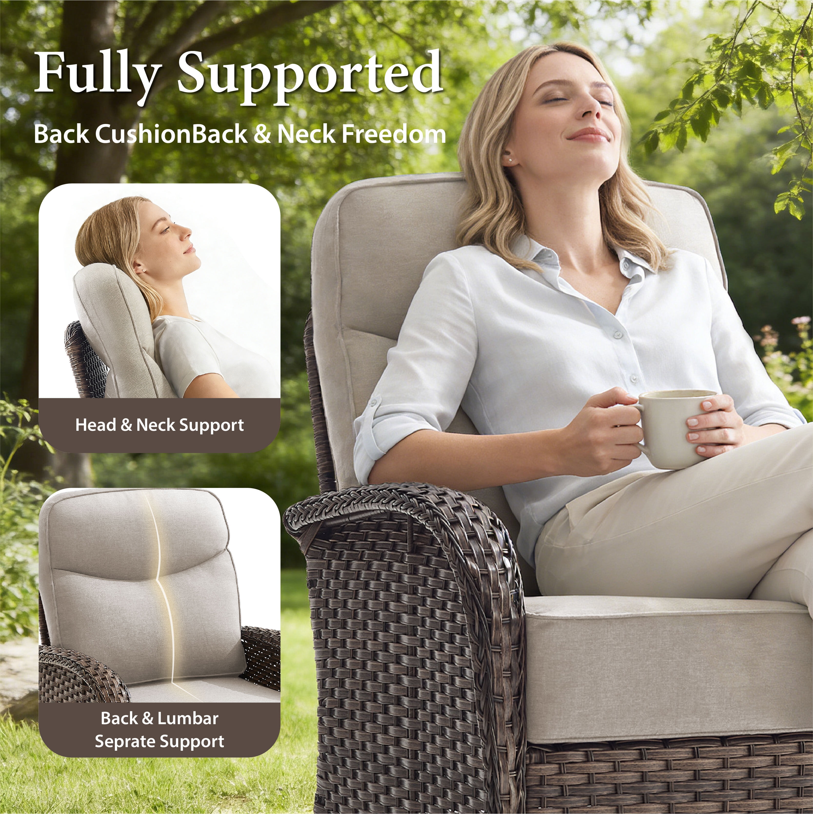 Bellefurn Outdoor Swivel Rocker Patio Chairs,Patio Swivel Chairs Set of 2,Swivel Glider Lounge Chairs with Side Table Patio Furniture Set for Outdoor,Balcony,Front Porch,Firepit Area