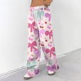 thumbnail image 5 of Hearthz Women's Pajamas Pants Drawstring Wide Leg Valentine's Day Bowknot Womens Lounge Pants Baggy Soft Comfy Lightweight Sleep Pants for Women Soft, 5 of 7
