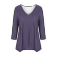 thumbnail image 3 of ZyeKqe Summer Tops for Women Loose Caual Deep V Neck 3/4 Length Sleeve Blouses Oversized Tee Shirts, 3 of 4