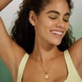 thumbnail image 3 of CANEVINKA Dainty 18K Gold Zircon Elizabeth Pendant Paperclip Chain Necklace for Women Toggle Clasp Necklace Layered Jewelry, 3 of 7