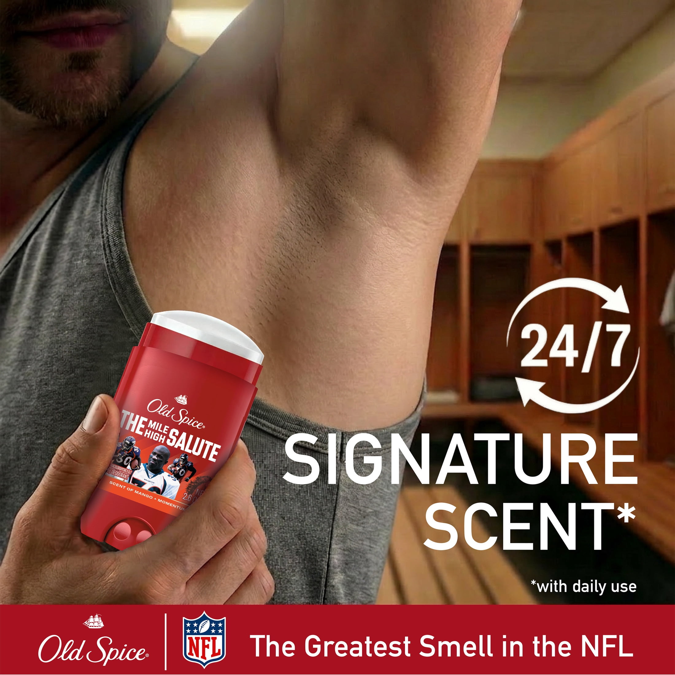 Old Spice Deodorant for Men, Antiperspirant, NFL Collection, Terrell Davis, Scent of Mango + Momentum, 2.6 oz
