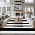 thumbnail image 4 of Black Gray Striped Large Area Rugs for Bedroom Living Room, Soft Non Slip Carpet Bedside Rug, Farmhouse Stripe Art Rectangular Floor Cover Kitchen Accent Rug 6'x9' for Dining Room/Office, 4 of 9