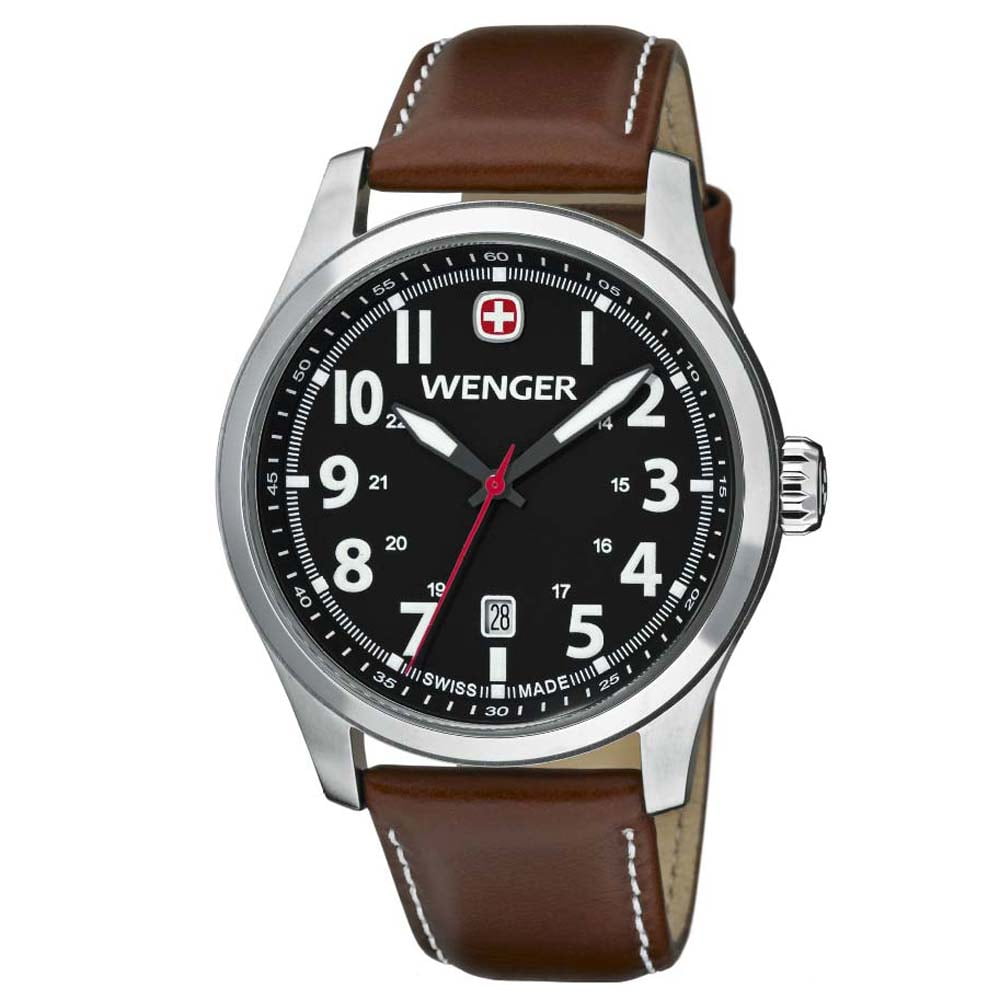 Wenger 0541.102 Men's Terragraph Swiss Made Black Dial Brown Leather