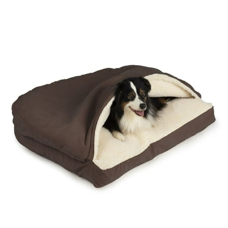 UPC: 0729053433930 | Snoozer Cozy Cave Rectangle Pet Bed  Extra Large  Hot Fudge  Hooded Nesting Dog Bed