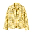 thumbnail image 7 of BXJX Womens Plaid Shackets, Lapel Collar Lightweight Button Down Long Sleeve Shacket Jackets with Pockets Yellow Size L, 7 of 7